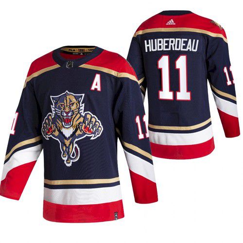 Men Florida Panthers 11 Huberdeau Blue NHL 2021 Reverse Retro jersey